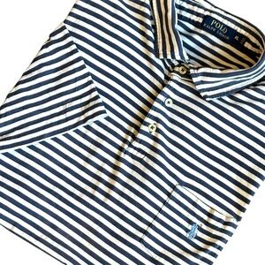 Polo Ralph Lauren Shirt Men’s XL Navy & White Stripe Light‎ Blue Pony on Pocket